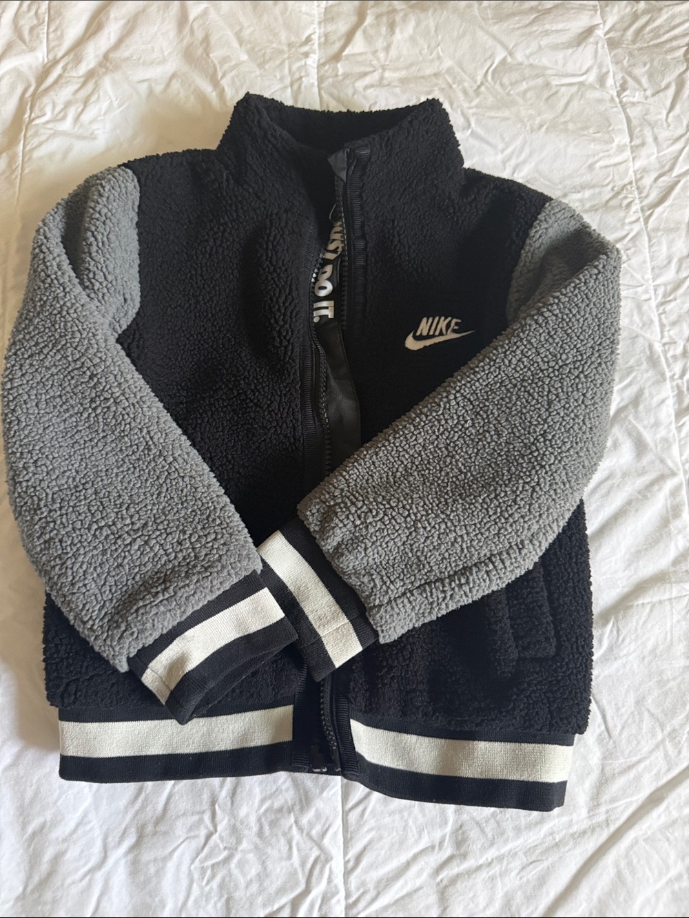 Nike Kids Black & Gray Sherpa Bomber Jacket